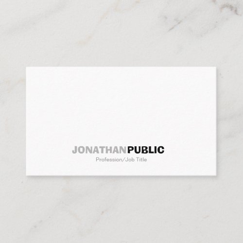 Modern Professional White Grey Simple Plain Business Card