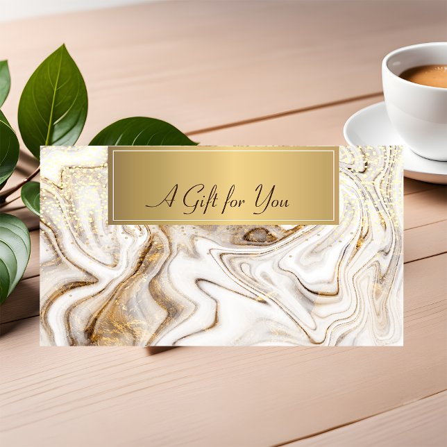 Modern,Professional White Marble Gold  Discount Card (Creator Uploaded)