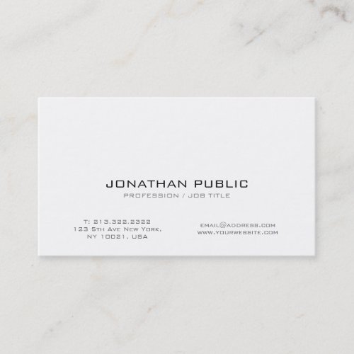 Modern Professional White Smart Creative Plain Business Card