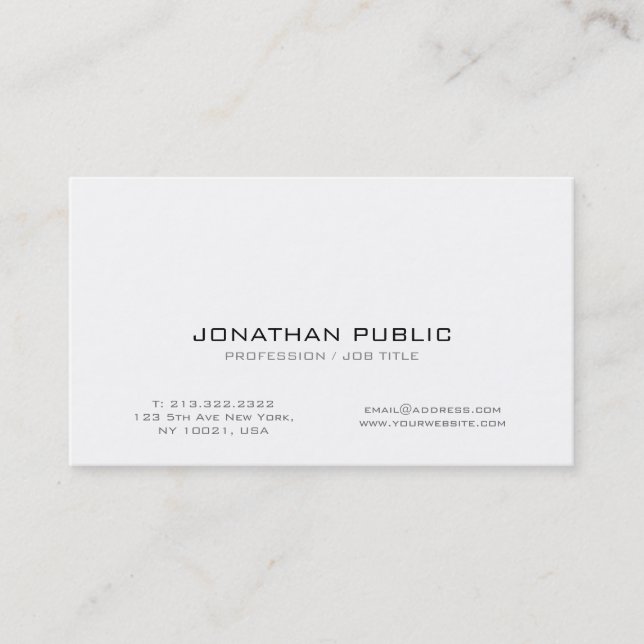 Modern Professional White Smart Creative Plain Business Card (Front)