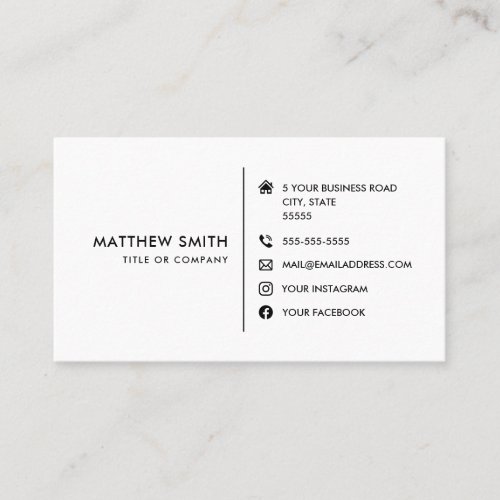 Modern professional white social media icons business card