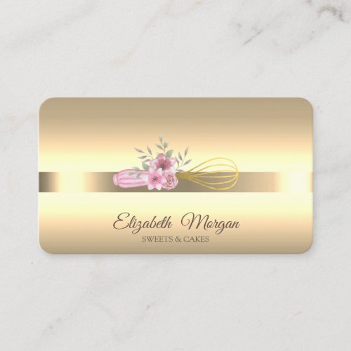 Modern Proffesional Gold Whisk Flowers  Business Card