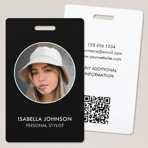 Modern Profile Photo QR Black White ID Security Badge