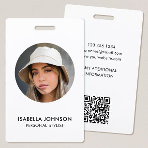 Modern Profile Photo QR White Black ID Security Badge