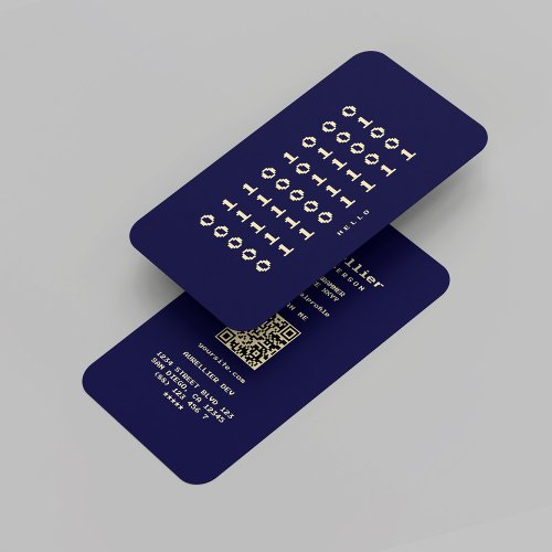 Modern Programmer Developer Midnight Blue Gold Business Card