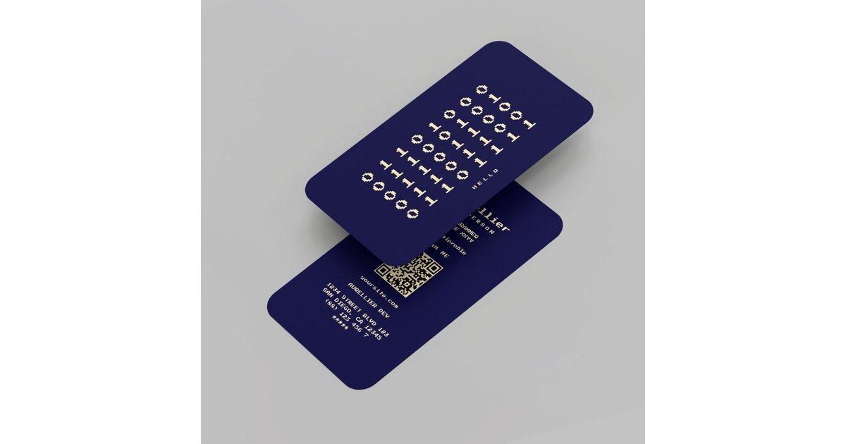 Modern Programmer Developer Midnight Blue Gold Business Card | Zazzle