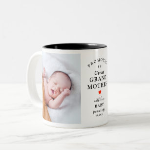 Modern Promoted to Great Grandma 2 Photo Cute Two-Tone Coffee Mug