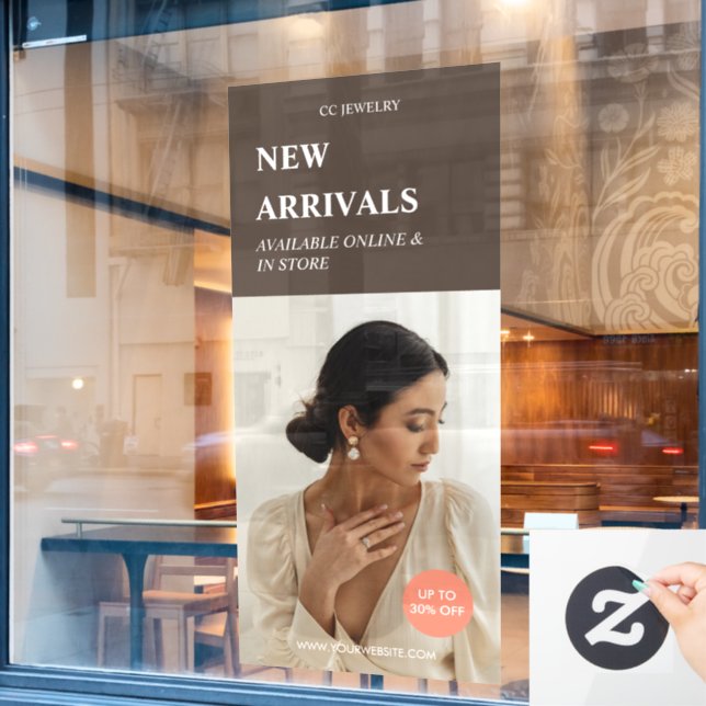 Modern Promotion Photo Brown Business Ads  Window Cling (Cafe Window)