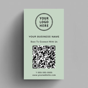 Modern Promotional Logo QR Code Sage Business Card