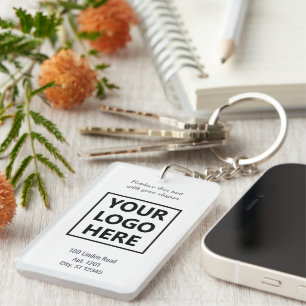 Modern Promotional Logo Slogan Business Address Keychain