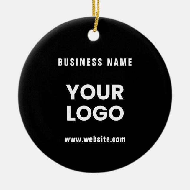Modern Promotional Logo & Text | Editable Color Ceramic Ornament (Front)