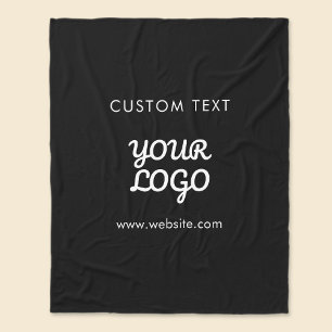 Modern Promotional Logo & Text   Editable Color Fleece Blanket