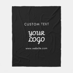 Modern Promotional Logo & Text   Editable Color Fleece Blanket