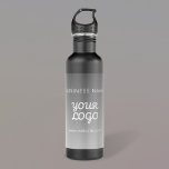 Modern Promotional Logo & Text | Editable Color Stainless Steel Water Bottle<br><div class="desc">Customizable modern design with your own logo.</div>