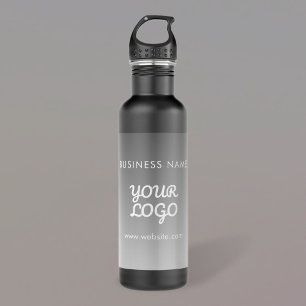 Modern Promotional Logo & Text   Editable Color Stainless Steel Water Bottle
