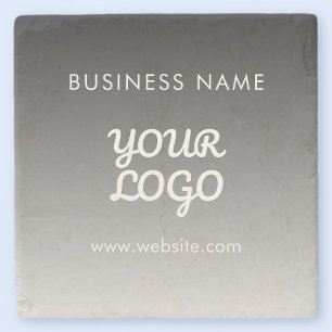 Modern Promotional Logo & Text   Editable Color Stone Coaster