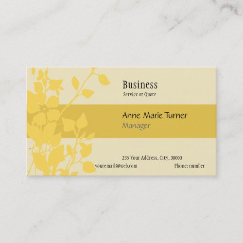 Modern Promotional Floral  Mustard Yellow Business Card Templates