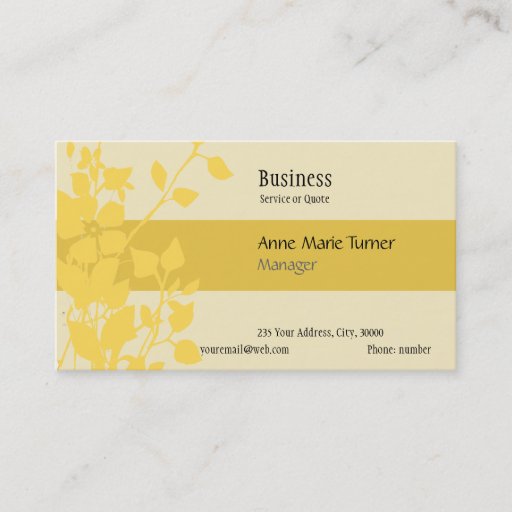 Customizable Modern Promotional Floral Mustard Yellow Business Card Templates