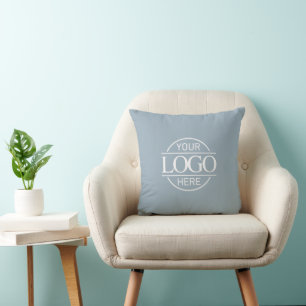 Modern Promotional Scandinavian Blue Business Logo Throw Pillow