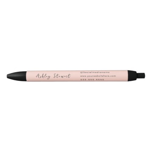 Modern Promotional Script Branding Name Blush Pink Black Ink Pen
