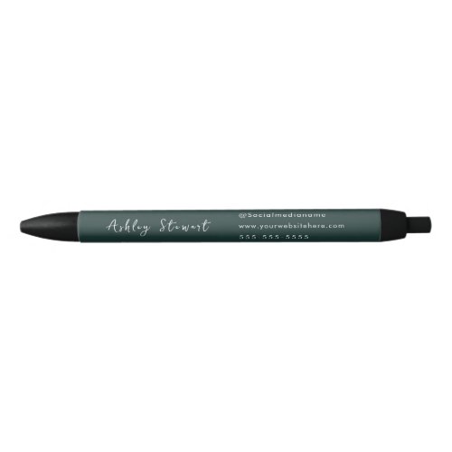 Modern Promotional Script Branding Name Dark Green Black Ink Pen