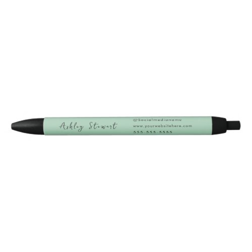 Modern Promotional Script Branding Name Green Black Ink Pen