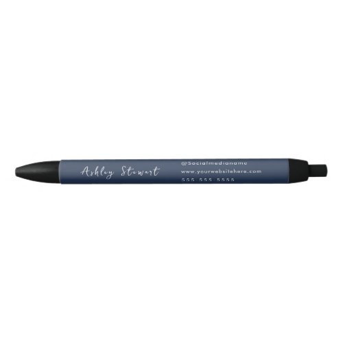 Modern Promotional Script Branding Name Navy Blue Black Ink Pen