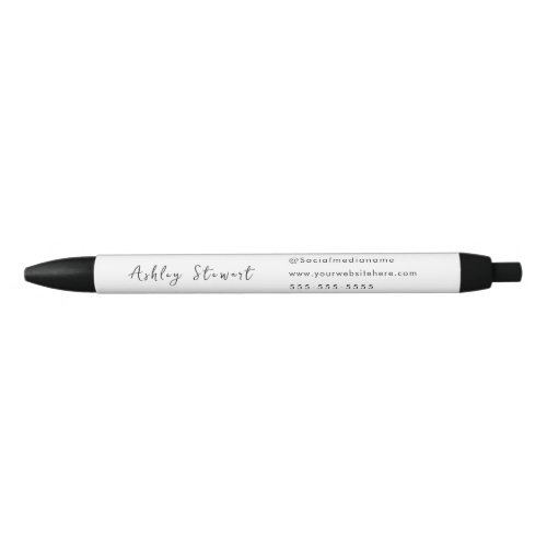 Modern Promotional Script Branding Name White Black Ink Pen