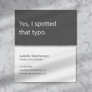 Modern Proofreader Freelance Grey White Minimalist Business Card