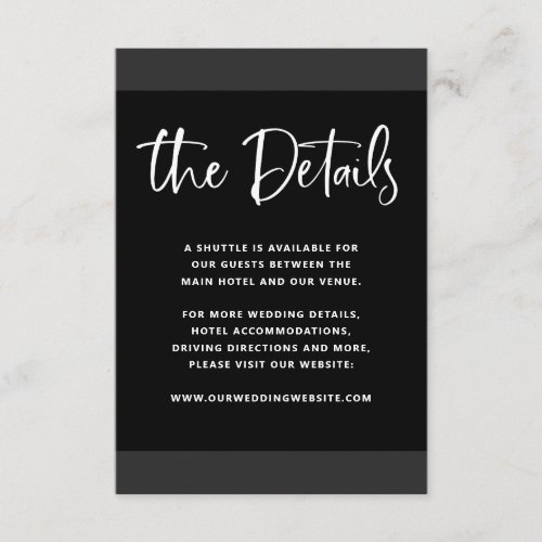 Modern Proposal  Black and White Wedding Details Enclosure Card