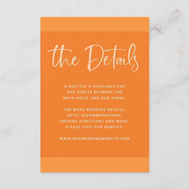 Modern Proposal | Papaya Orange Wedding Details Enclosure Card (Front)