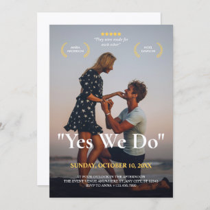 Modern proposal photo wedding movie theme invitation