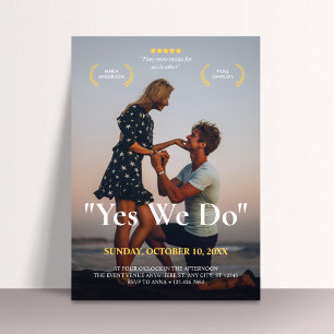 Modern proposal photo wedding movie theme  invitation
