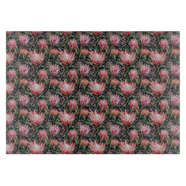 Modern Protea Botanical Aesthetic Cutting Board (Front)
