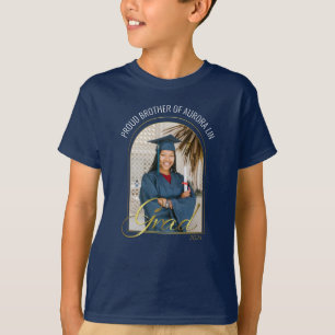 Modern Proud Brother of Grad Custom Photo Boho T-Shirt