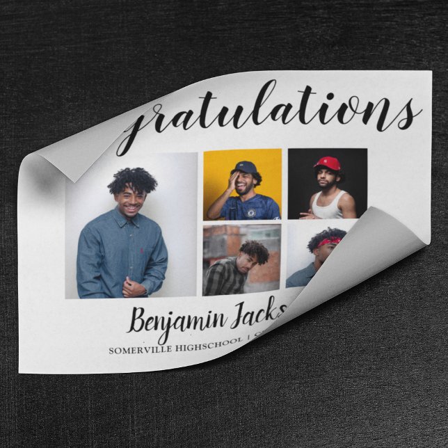 Modern Proud Dad | 5 Photo Graduation Poster (Creator Uploaded)