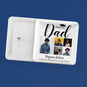 Modern Proud Dad   5 Photo Graduation T-Shirt Button