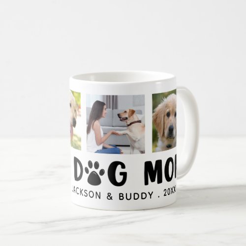 Modern PROUD DOG MOM Paw Print Photo Collage Coffee Mug