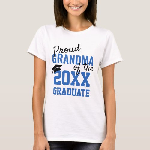 Modern Proud GRANDMA of a 2024 Graduate Blue White T_Shirt