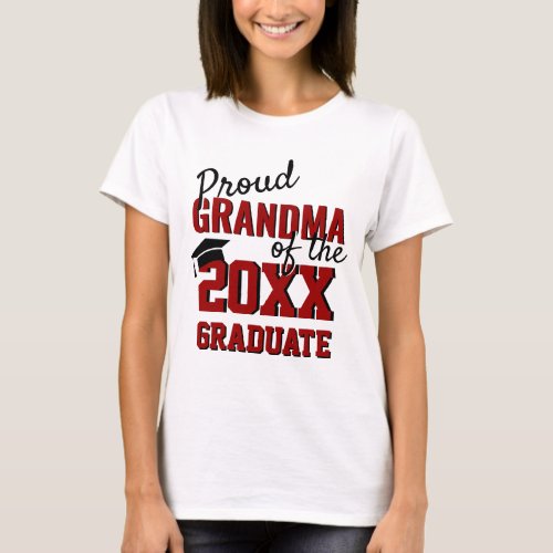 Modern Proud GRANDMA of a 2024 Graduate Red Black T_Shirt