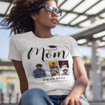 Modern Proud Mom | 5 Photo Graduation T-Shirt<br><div class="desc">Create your own Mom graduation T-shirt featuring 5 photo's of your son or daughter, text that reads "PROUD MOM", 5 pictures, your childs name, the school or collage and the class of XXXX. The tshirt is easily personalized and font styles, size and colors can be changed by clicking on the...</div>