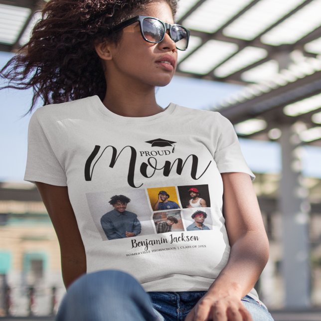 Modern Proud Mom | 5 Photo Graduation T-Shirt Tri-Blend Shirt (Creator Uploaded)