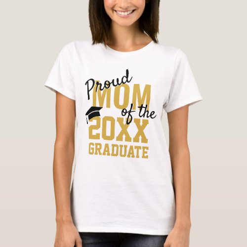Modern Proud MOM of a 2024 Graduate Golden White T_Shirt