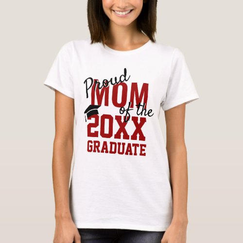 Modern Proud MOM of a 2024 Graduate Red Black T_Shirt
