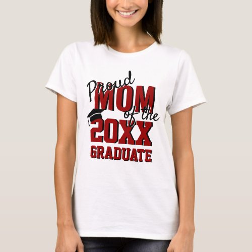 Modern Proud MOM of a 2024 Graduate Red Black T_Shirt