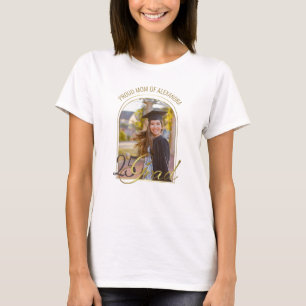 Modern Proud Mom of Grad Custom Photo Boho Arch T-Shirt