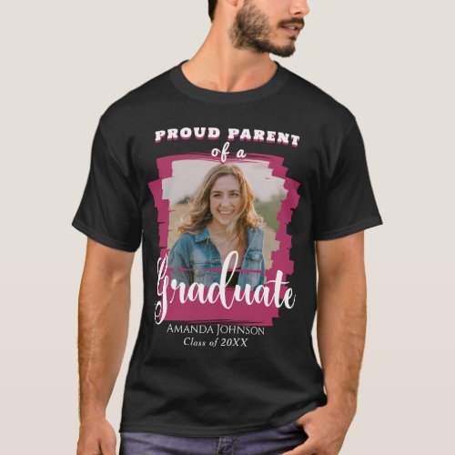 Modern Proud Parent Graduate Photo Maroon T_Shirt