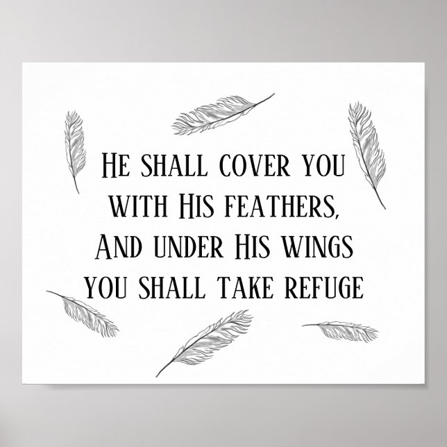 Modern Psalm 91 Bible Art Feathers Christian Sign (Front)