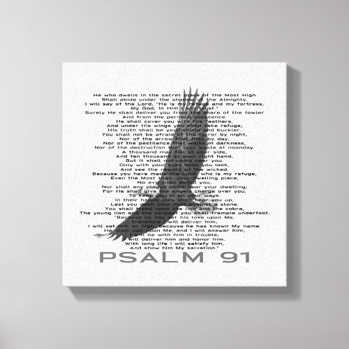 Modern Psalm 91 Soaring Bald Eagle Bible Verse Canvas Print