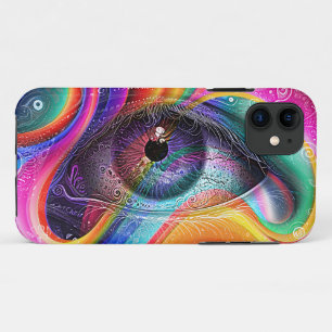 Modern Psychedelic Abstract Eye Geometric Style iPhone 11 Case